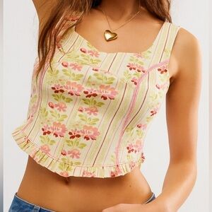 NWT free people Melanie pink and green floral tank top